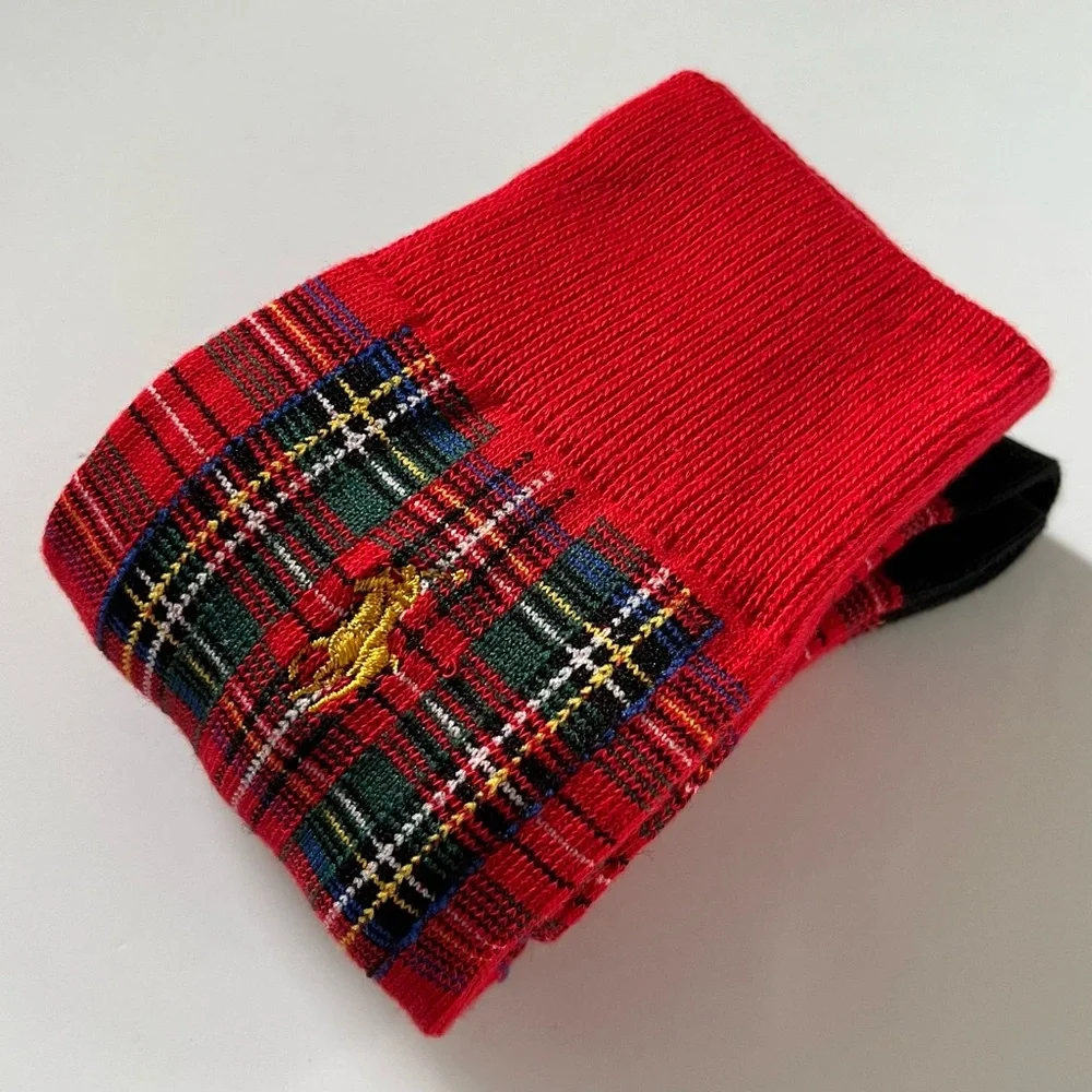 New Ralph Lauren Red plaid long socks